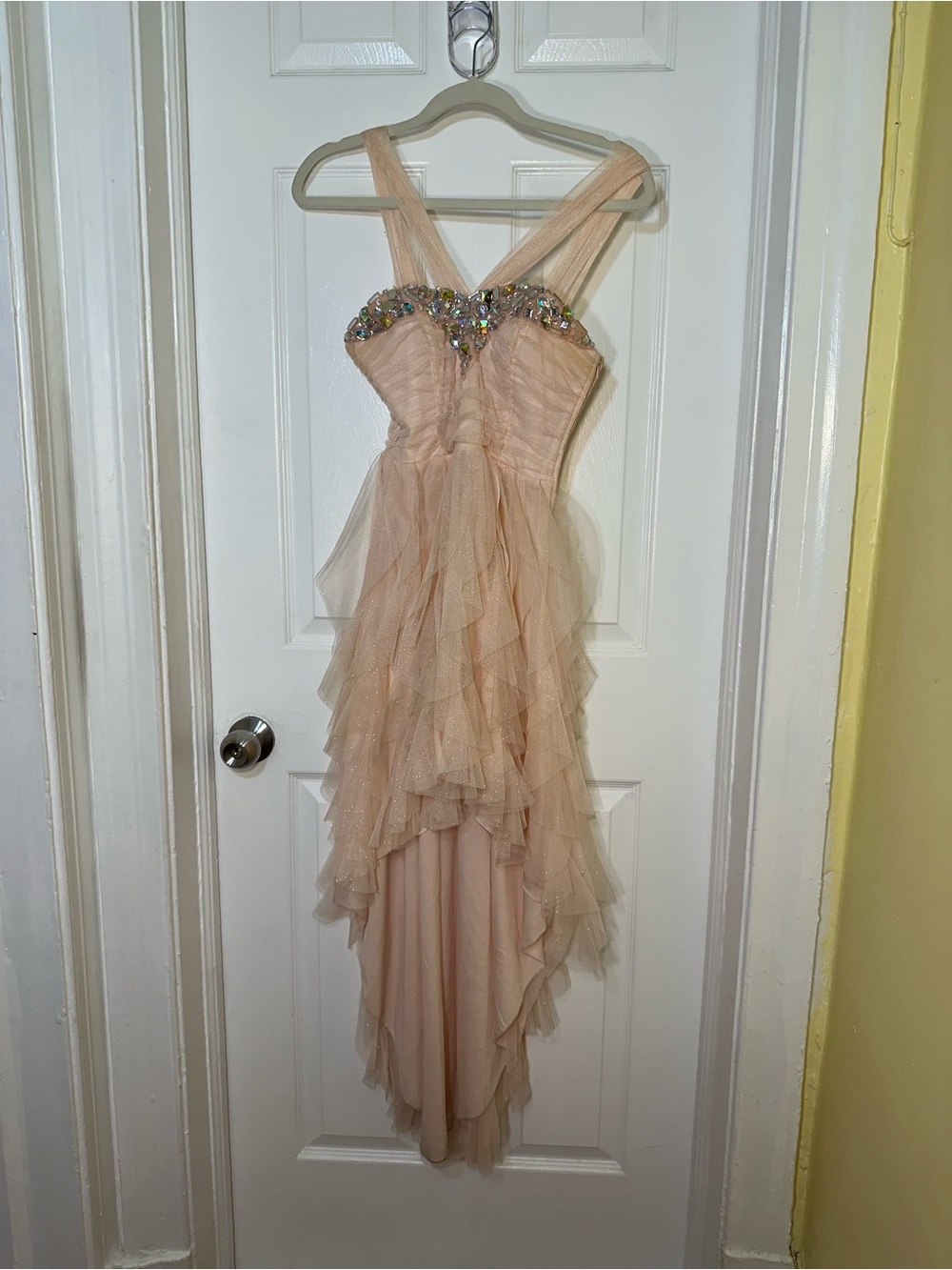 Teeze Me Soft Peach/Pink Tulle High Low Dress